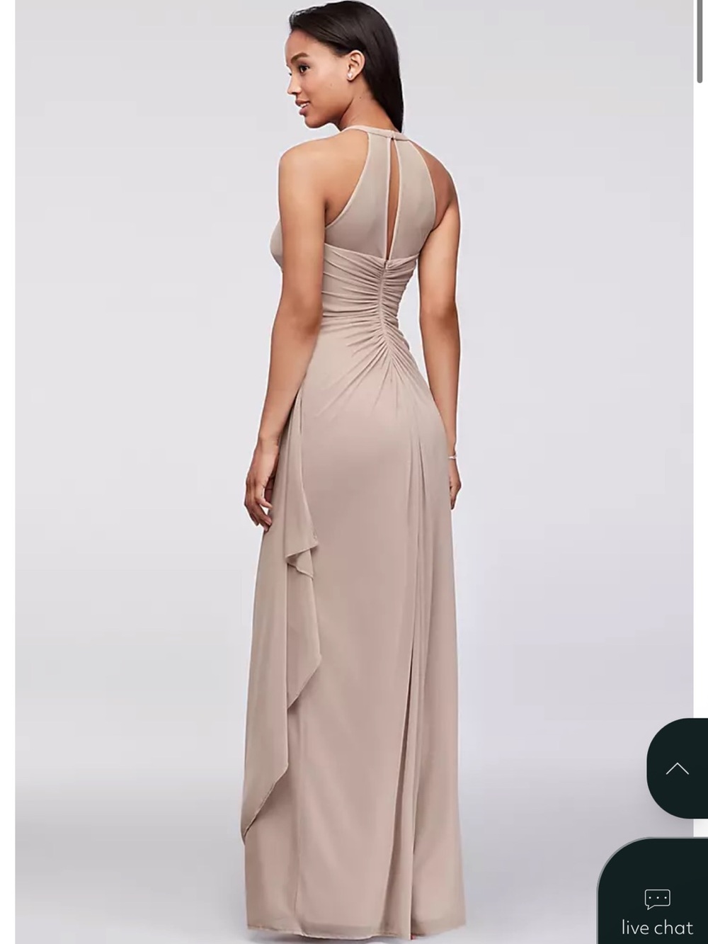 Davids Bridal Sleeveless Long Mesh Dress W/ Illusion Neckline Pink/Fuchsia 0 - Picture 8 of 9